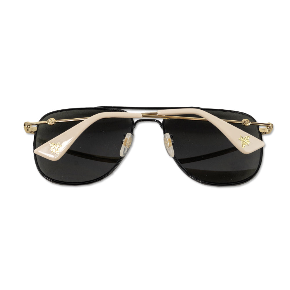 Gucci Black Metal Frame Aviator Sunglasses