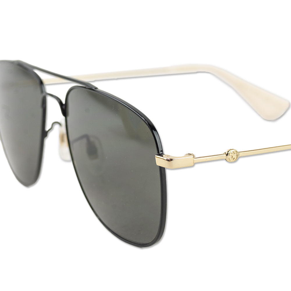 Gucci Black Metal Frame Aviator Sunglasses