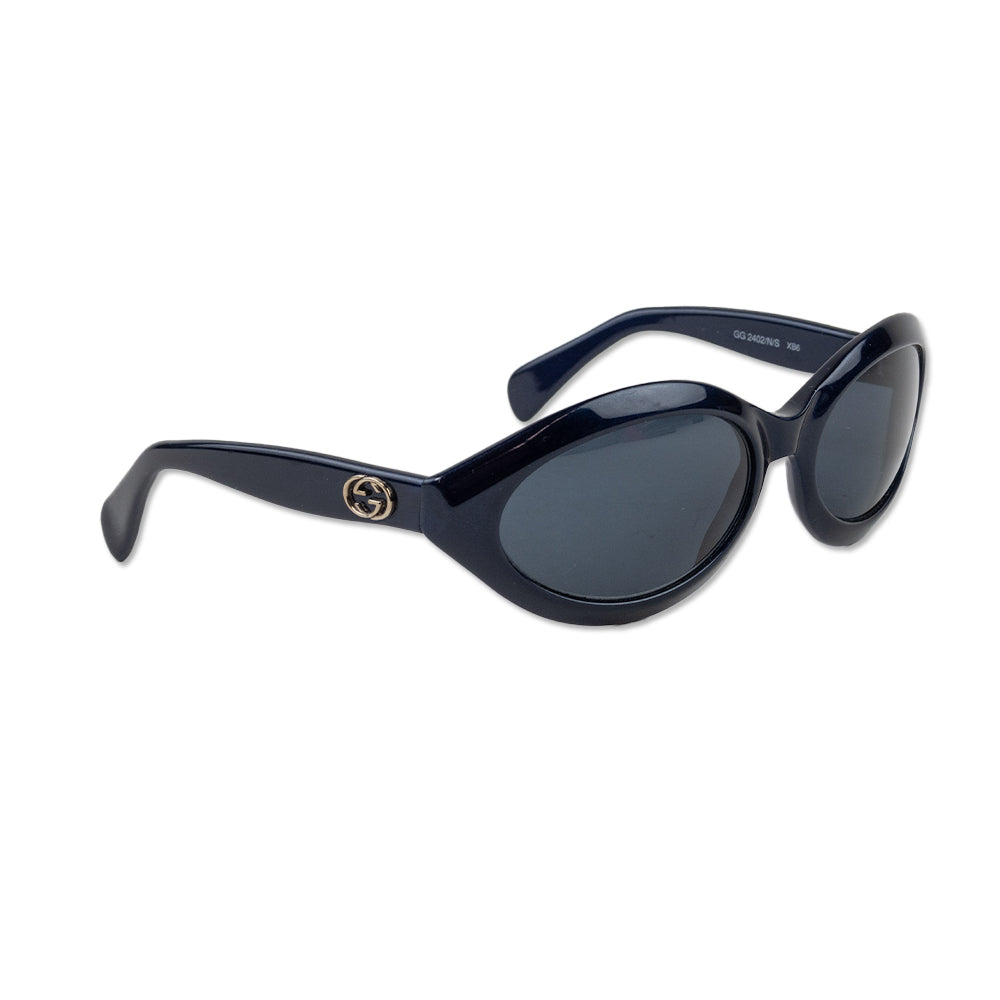 Gucci Blue Wide Oval Sunglasses