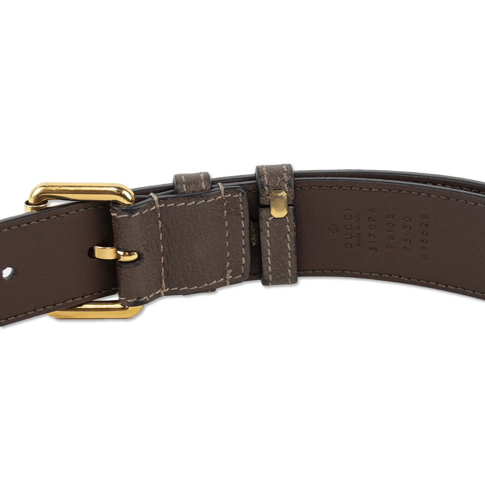 Gucci Brown Leather Square Buckle Belt