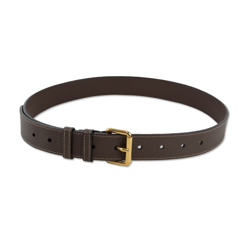 Gucci Brown Leather Square Buckle Belt