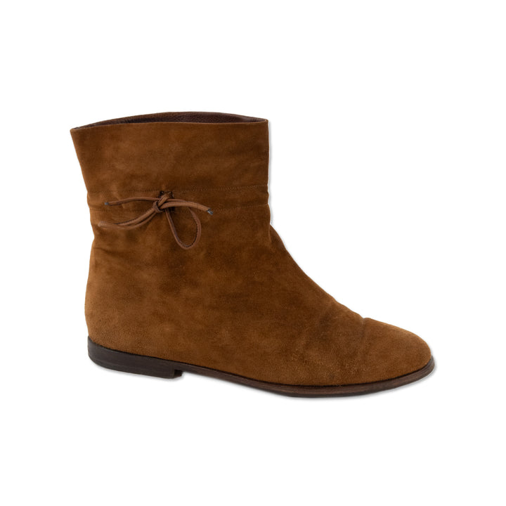 Gucci Brown Suede Flat Ankle Boots