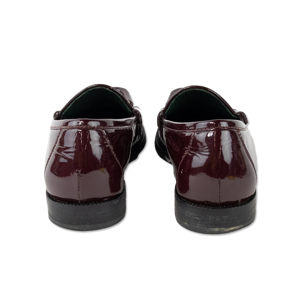 Gucci Burgundy Patent Leather Horsebit Loafers