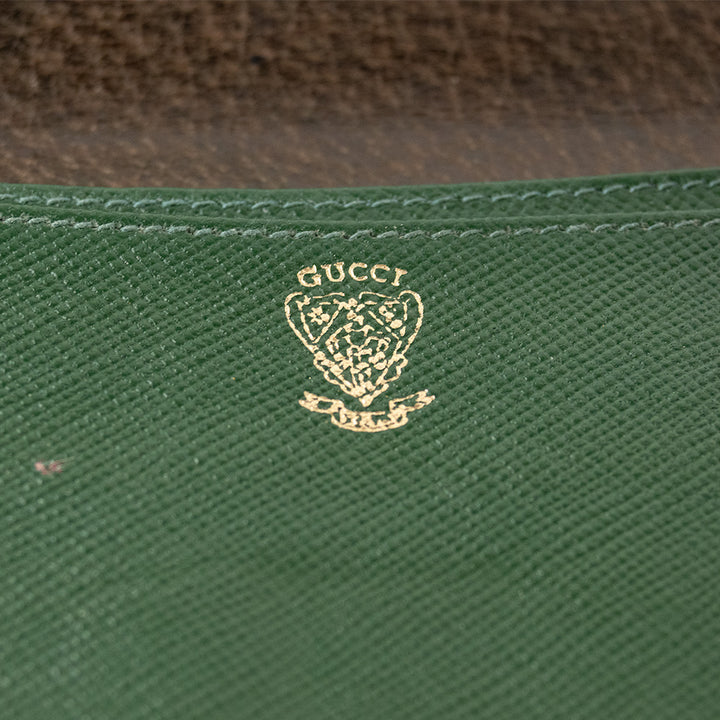 Gucci Coated Canvas and Leather Wallet with Gold Logo Clasp