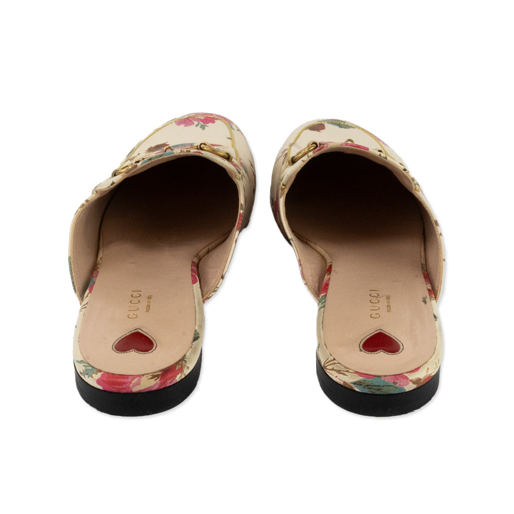 Gucci Floral Print Princetown Leather Mules