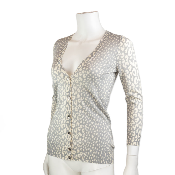 Gucci Gray and White Cheetah Print Cardigan