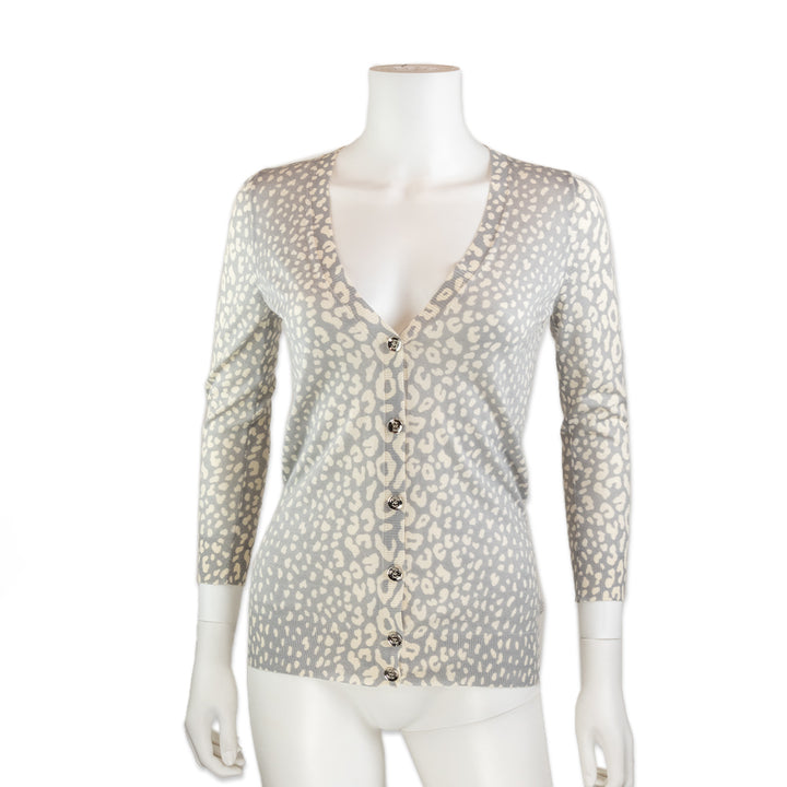 Gucci Gray and White Cheetah Print Cardigan