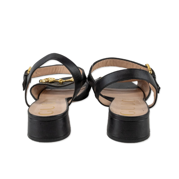 Gucci Horsebit Accent Leather Sandals with Ankle Strap