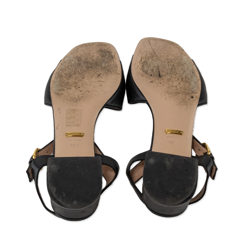 Gucci Horsebit Accent Leather Sandals with Ankle Strap