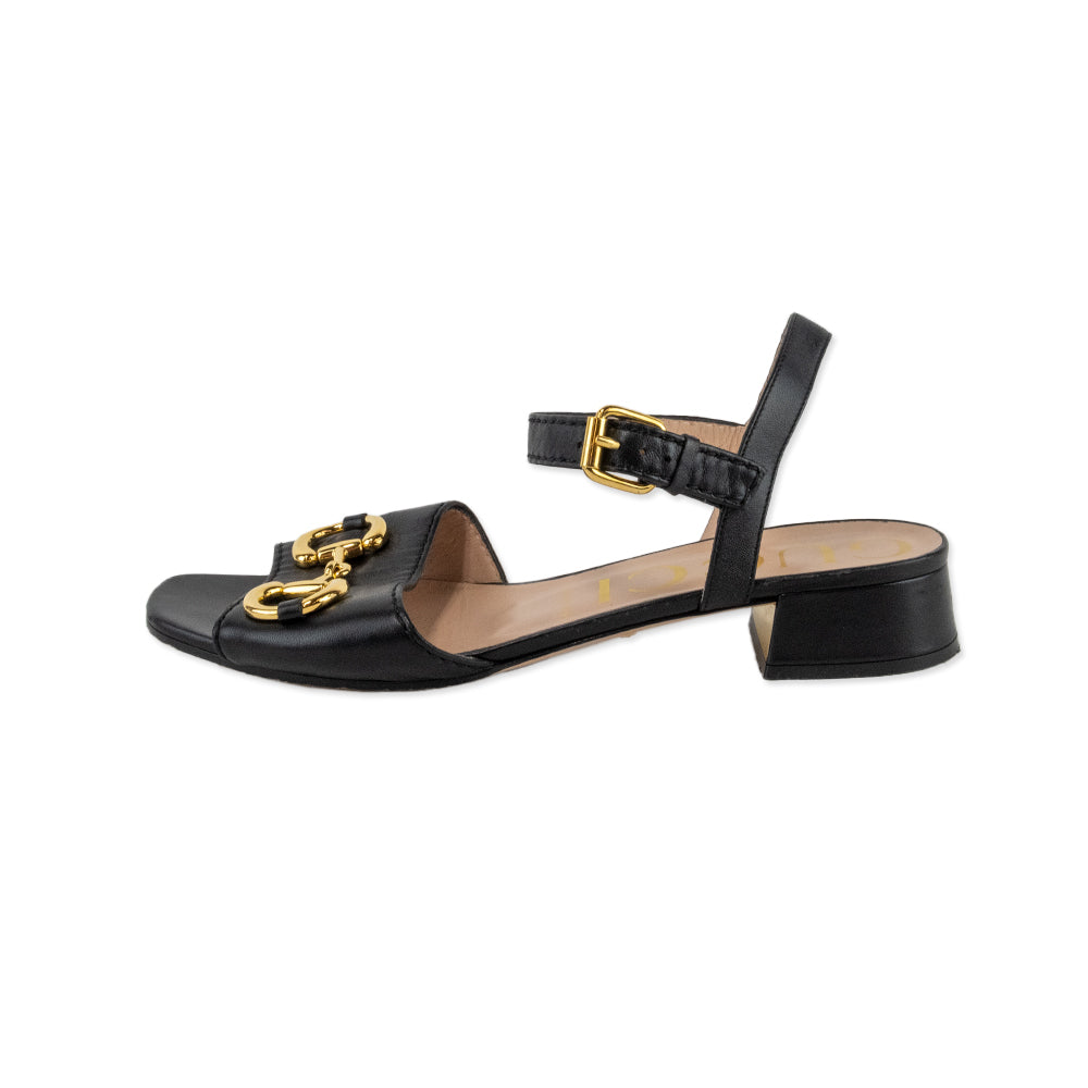 Gucci Horsebit Accent Leather Sandals with Ankle Strap