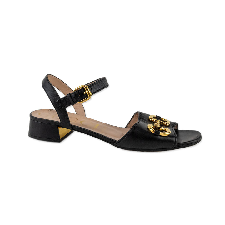 Gucci Horsebit Accent Leather Sandals with Ankle Strap