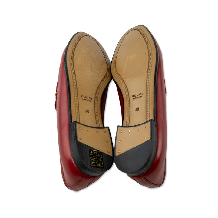 Gucci Horsebit Accent Red Leather Loafers