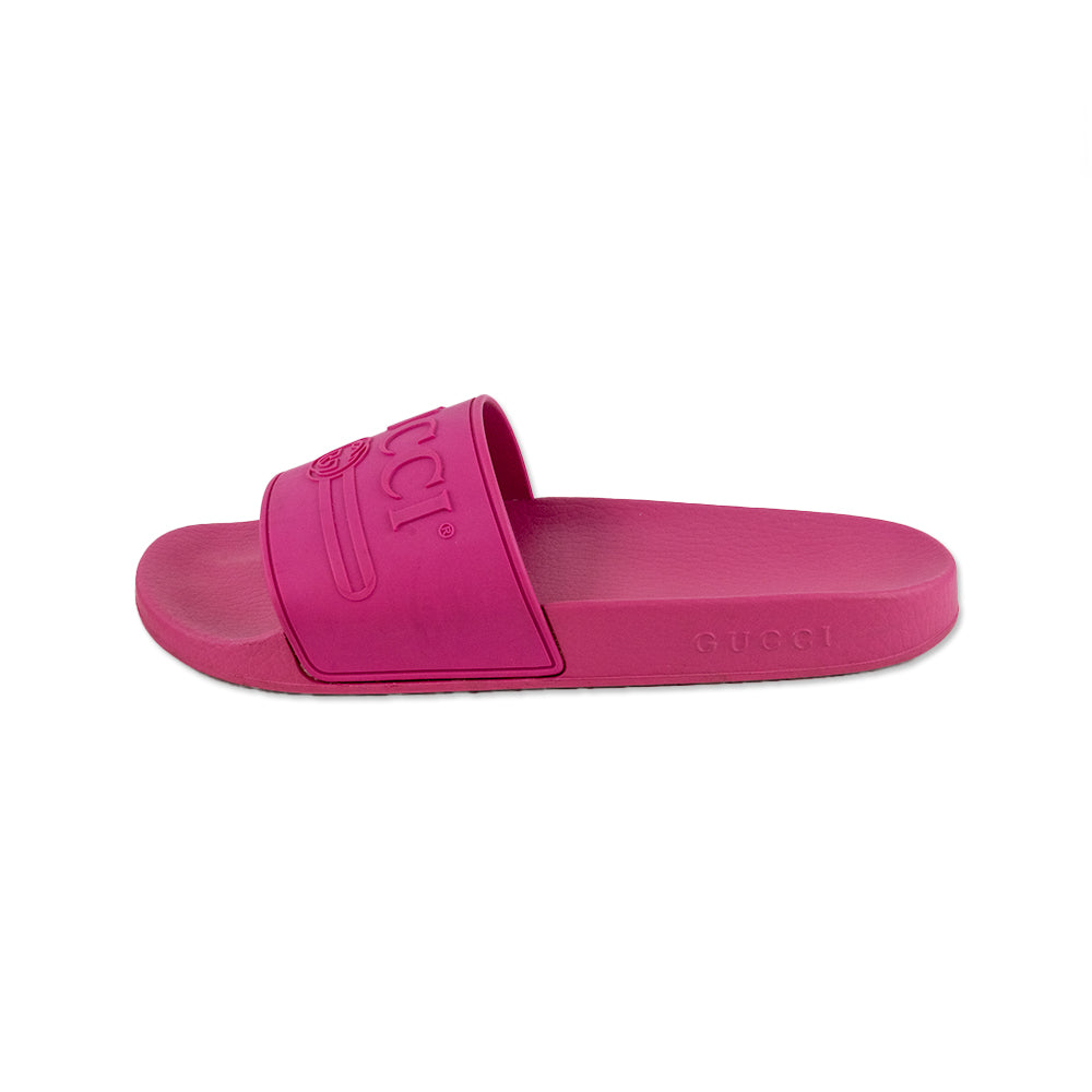 Gucci Interlocking G Logo Pink Rubber Slides