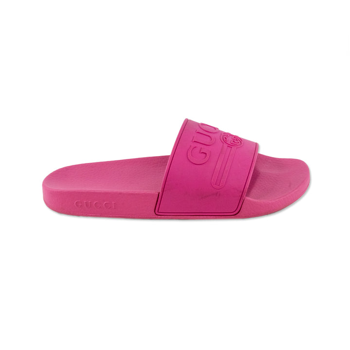 Gucci Interlocking G Logo Pink Rubber Slides