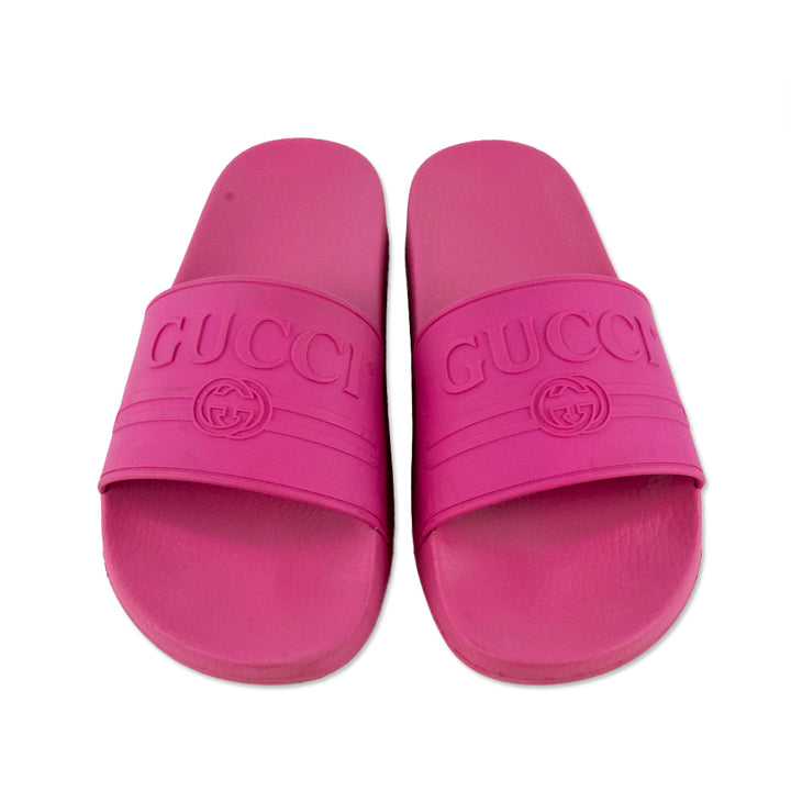 Gucci Interlocking G Logo Pink Rubber Slides