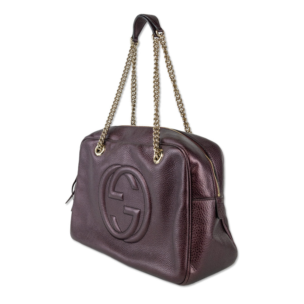 Gucci Plum Leather Soho Chain Medium Shoulder Bag