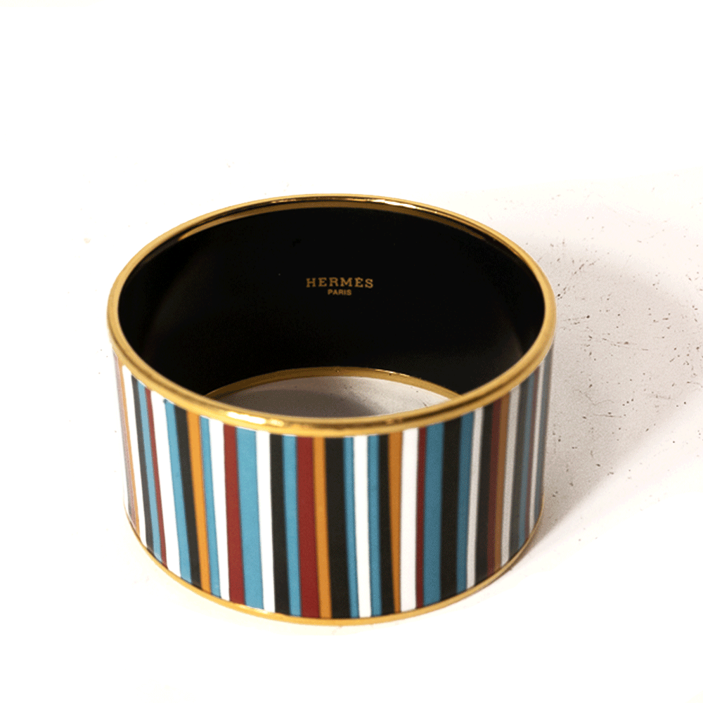 HERMES EXTRA WIDE ENAMEL BANGLE BRACELET