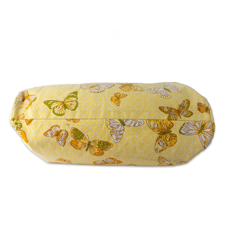 Hermes Beach Bag in Yellow Canvas with Butterfly Print