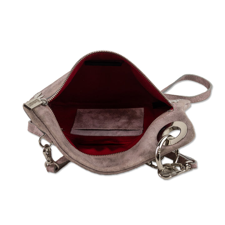 Hammitt Mauve/Brushed Silver Suede Crossbody Wristlet Bag