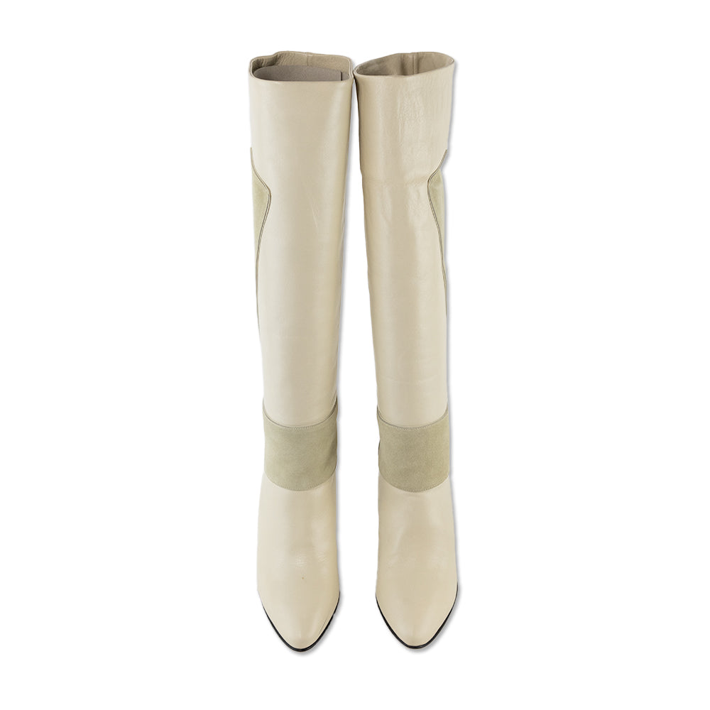 Hana Mackler Leather and Suede Mid Calf Boots