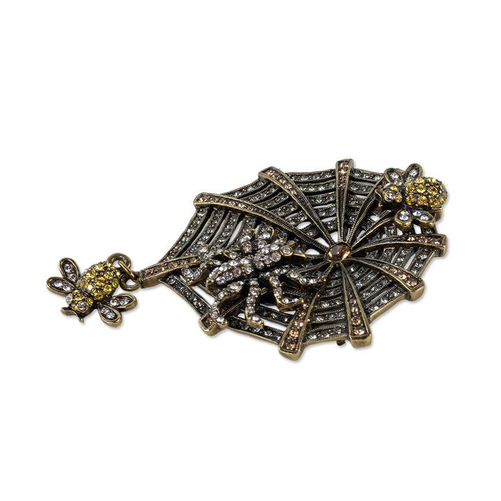 Heidi Daus Crystal Embellished Spider Web Brooch