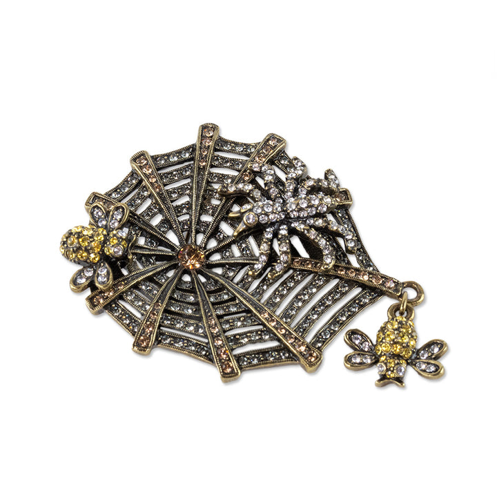 Heidi Daus Crystal Embellished Spider Web Brooch