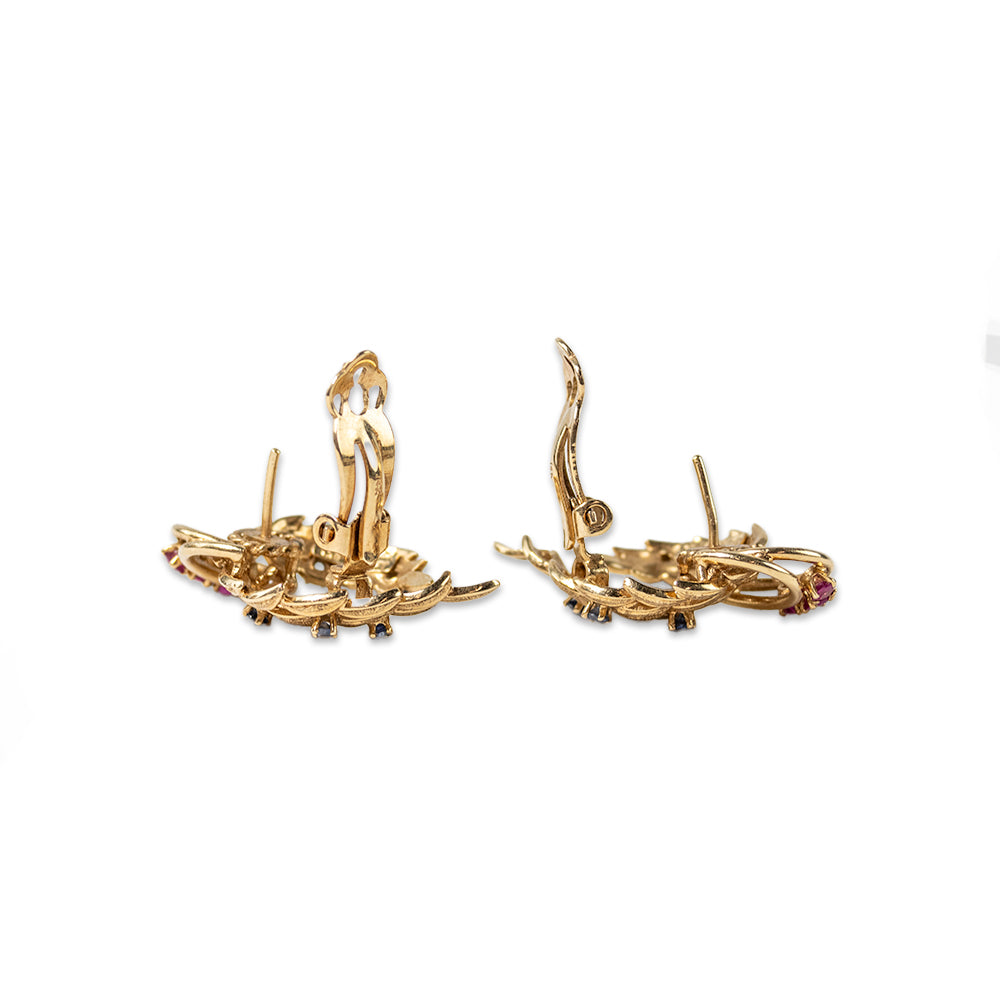 Henry Dankner 14k Leaf Motif Gold Earrings