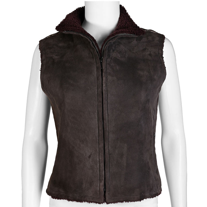 Hermès Vintage Ex-Libris Gray 
Purple Shearling Vest