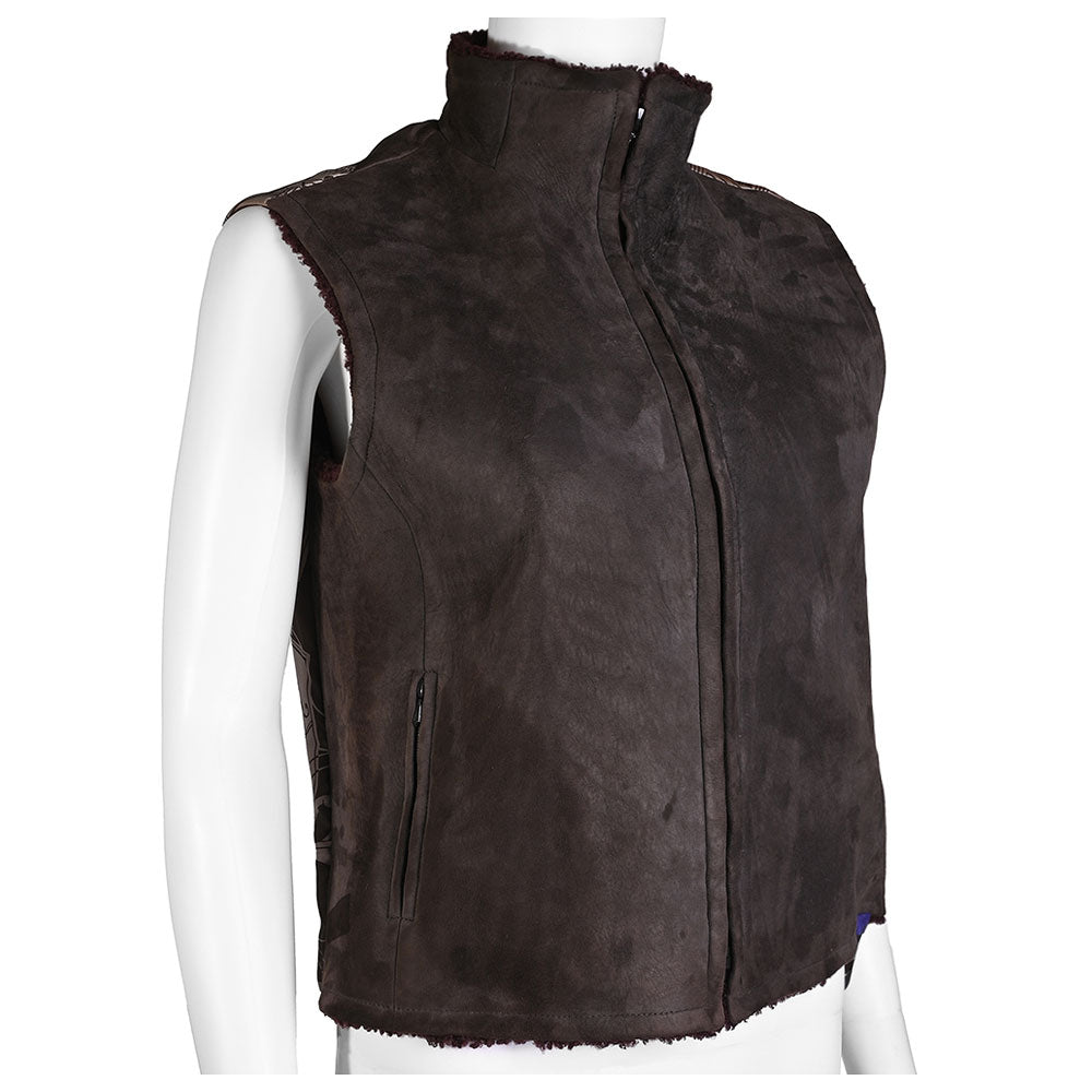 Hermès Vintage Ex-Libris Gray 
Purple Shearling Vest