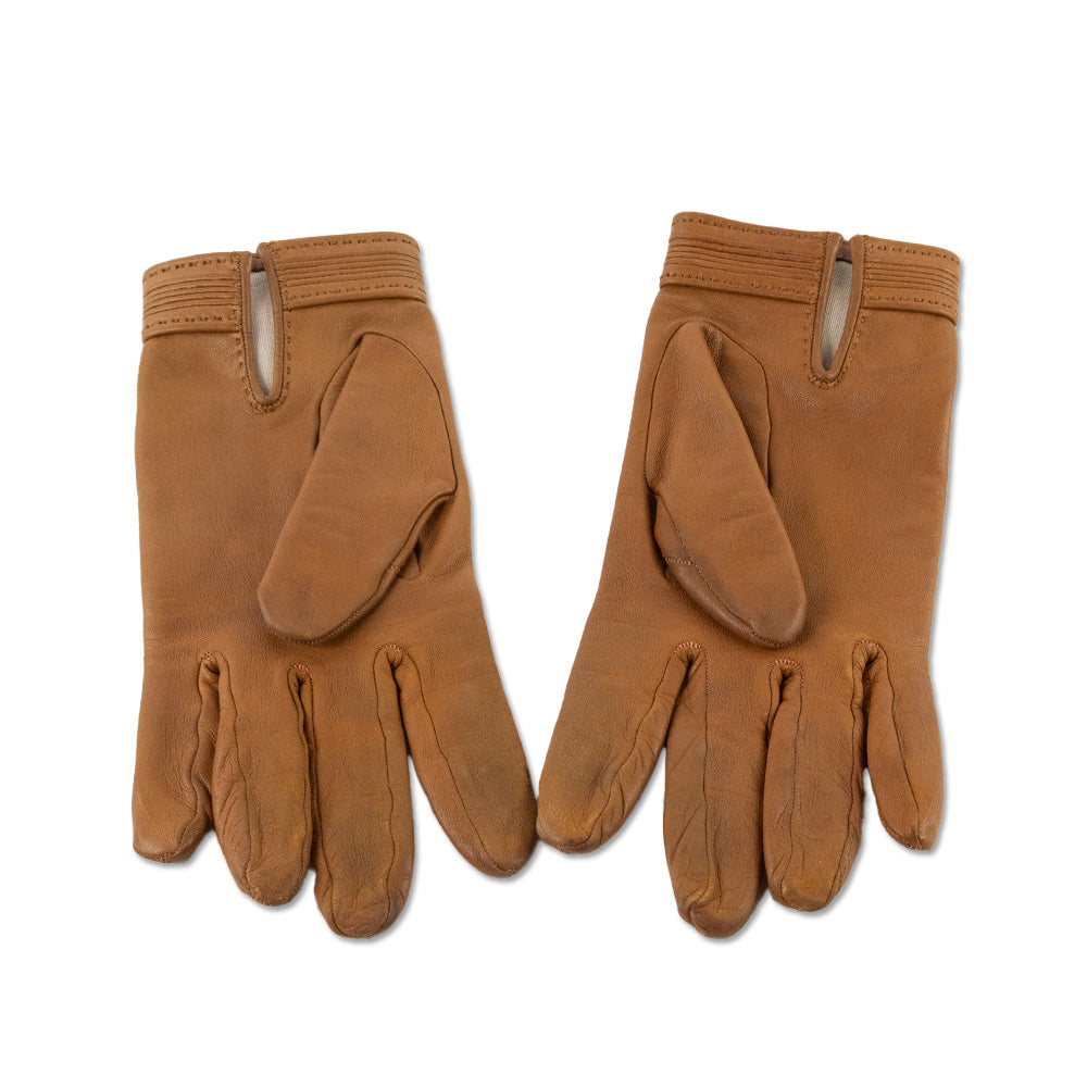 Hermes Brown Soya Leather Kelly Lock Gloves