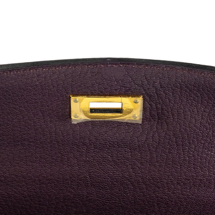 Hermès Kelly Retourne 35 Purple Clemence Gold Hardware