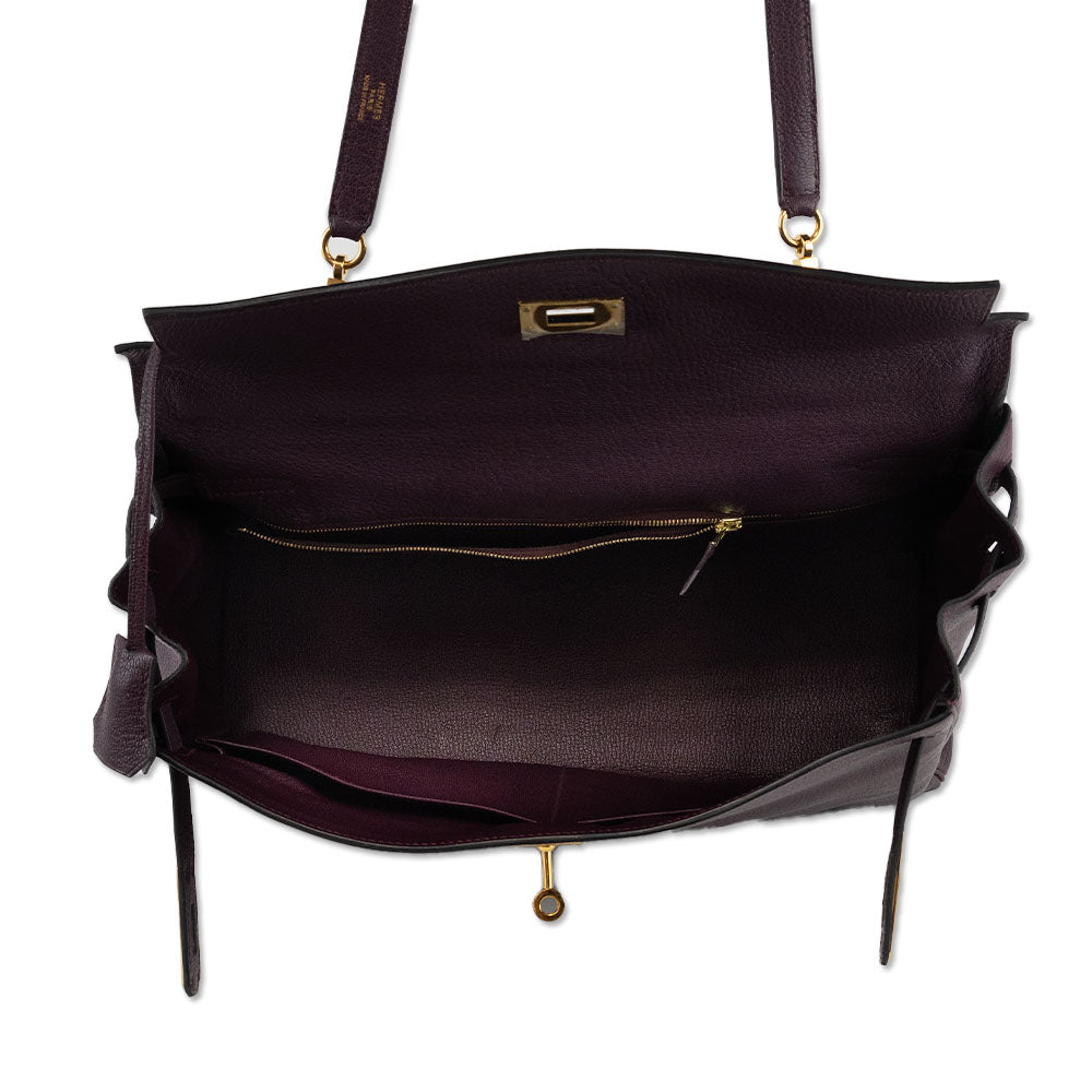 Hermès Kelly Retourne 35 Purple Clemence Gold Hardware