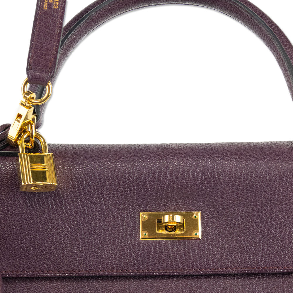 Hermès Kelly Retourne 35 Purple Clemence Gold Hardware