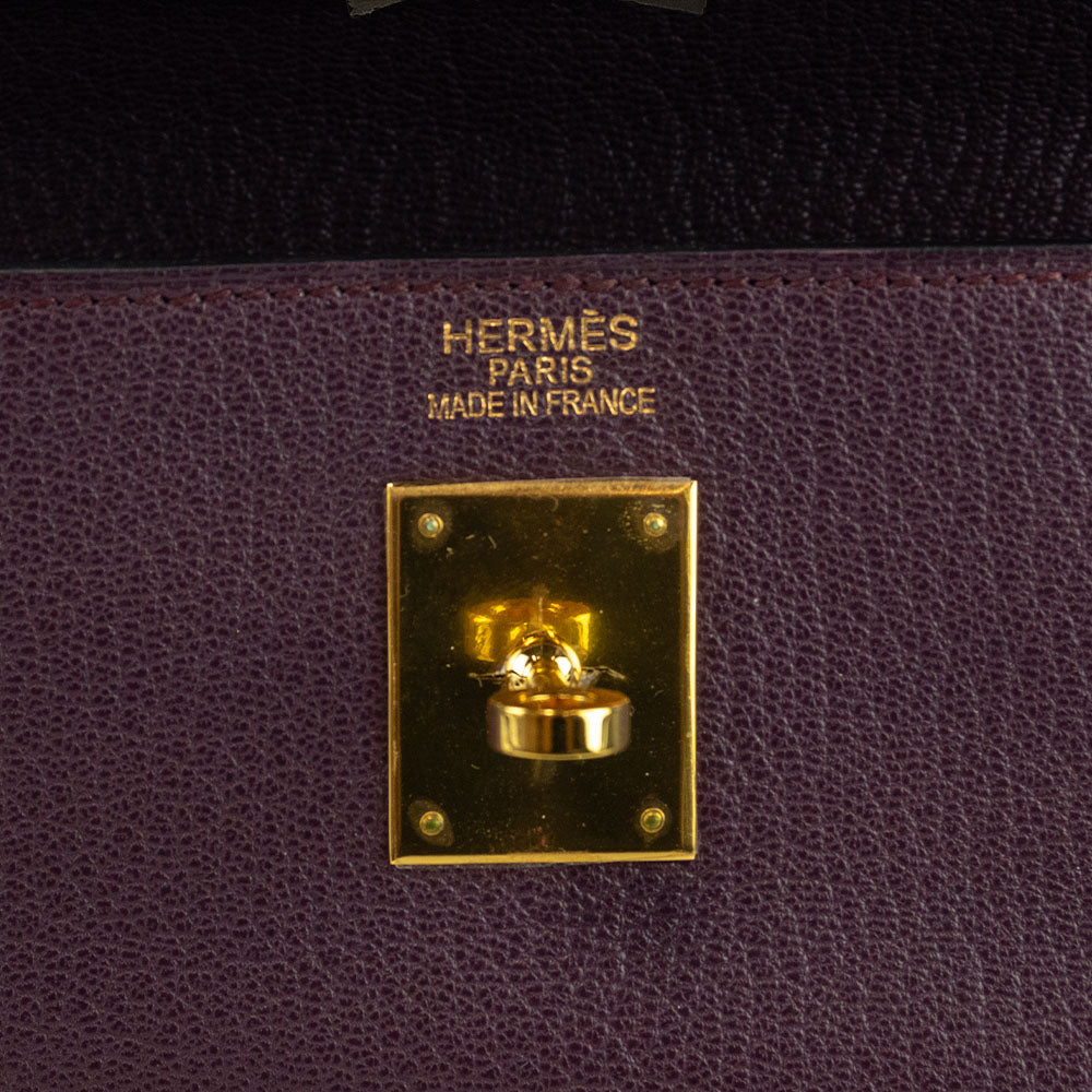 Hermès Kelly Retourne 35 Purple Clemence Gold Hardware