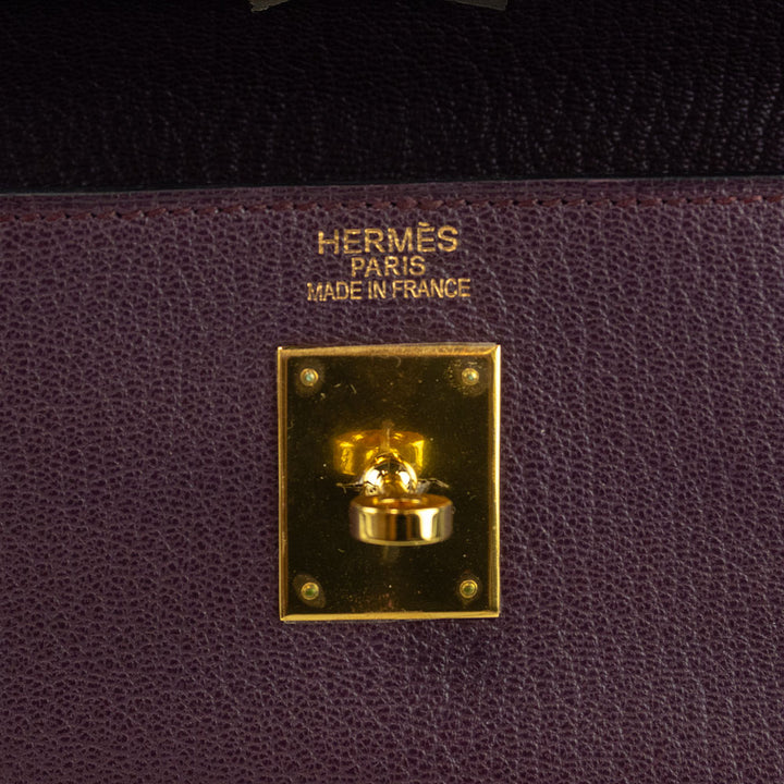 Hermès Kelly Retourne 35 Purple Clemence Gold Hardware