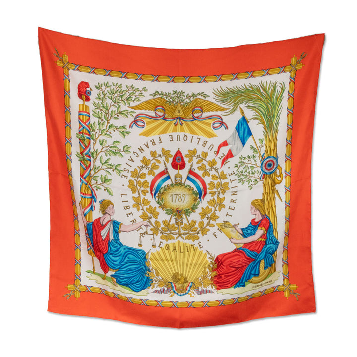 Hermes Liberte Fraternite Republique Francaise Silk Scarf