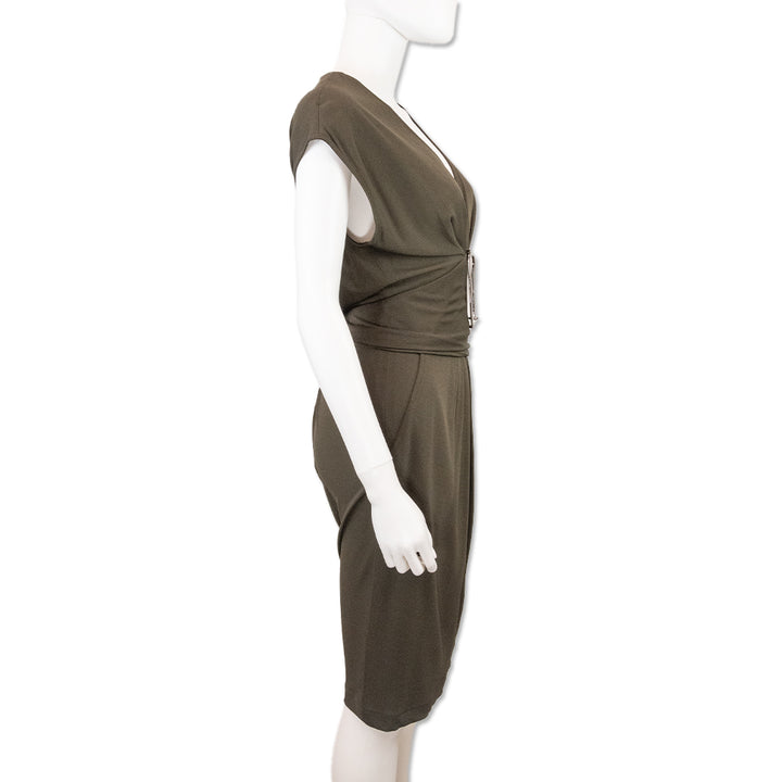 Hermès Olive Sleeveless Midi Dress