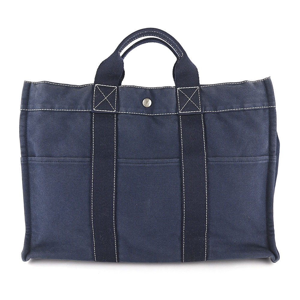 Hermès Vintage Toile Fourre-Tout MM Navy Canvas Tote Bag