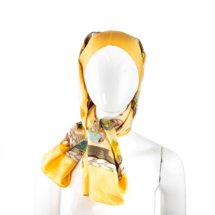 Hermes Couvee d
 Hermes Yellow Silk Scarf