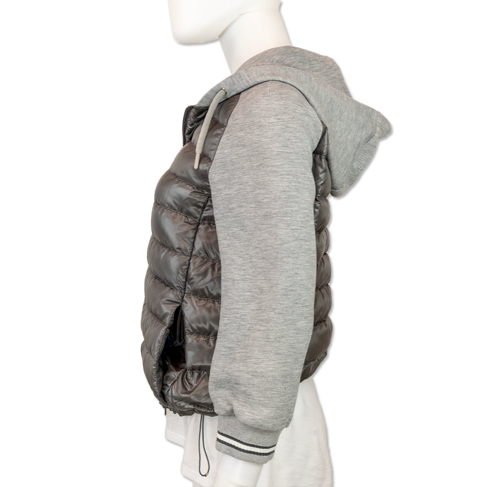 Herno Grey Down-Paneled Cotton Hooded Jacket