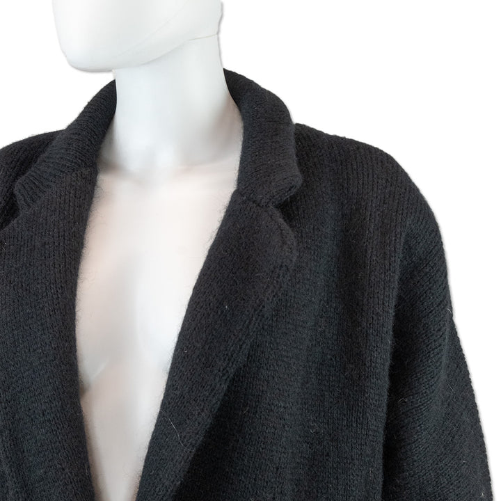 I.B. Diffusion Black Wool-Blend Knit Cropped Cardigan