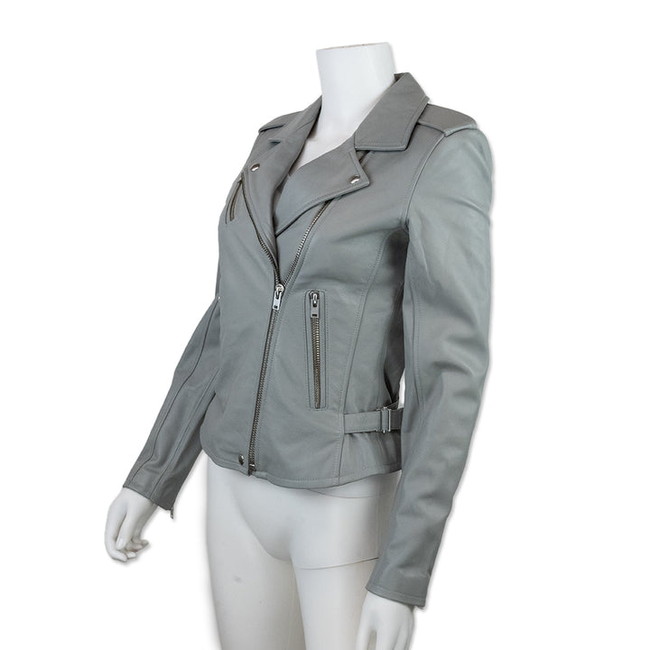 IRO Smokey Gray Leather Biker Jacket