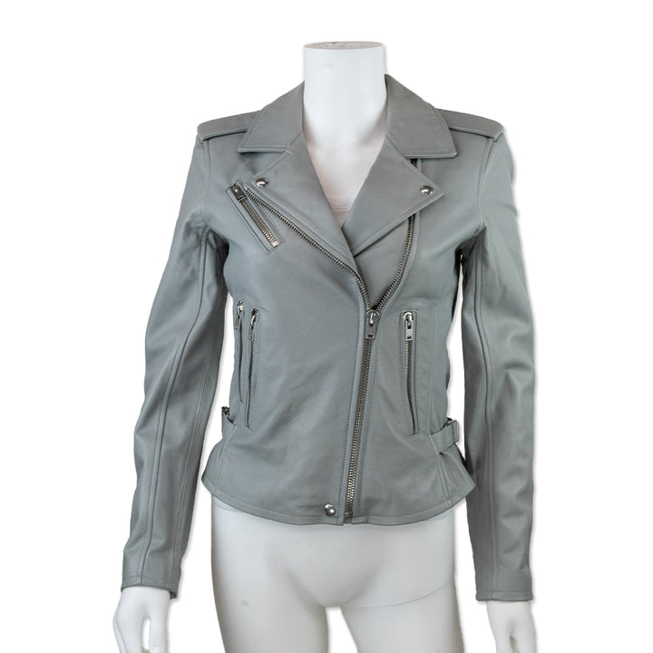 IRO Smokey Gray Leather Biker Jacket