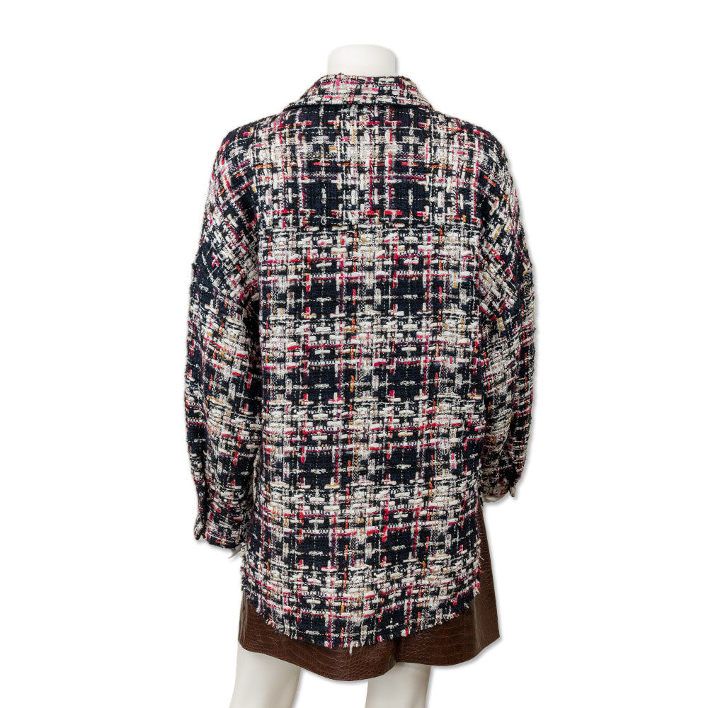 Iro Long Sleeve Collar Neck Multicolor Tweed Button Down