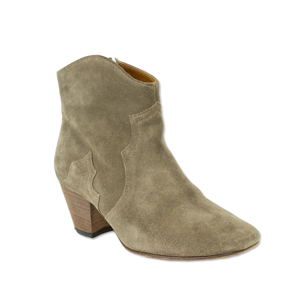 Isabel Marant Green Suede Western Ankle Boots