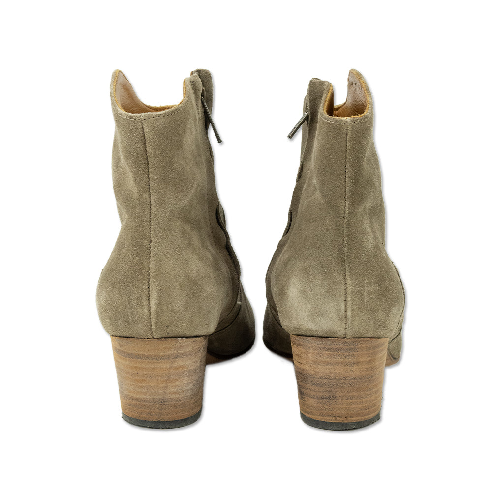 Isabel Marant Green Suede Western Ankle Boots