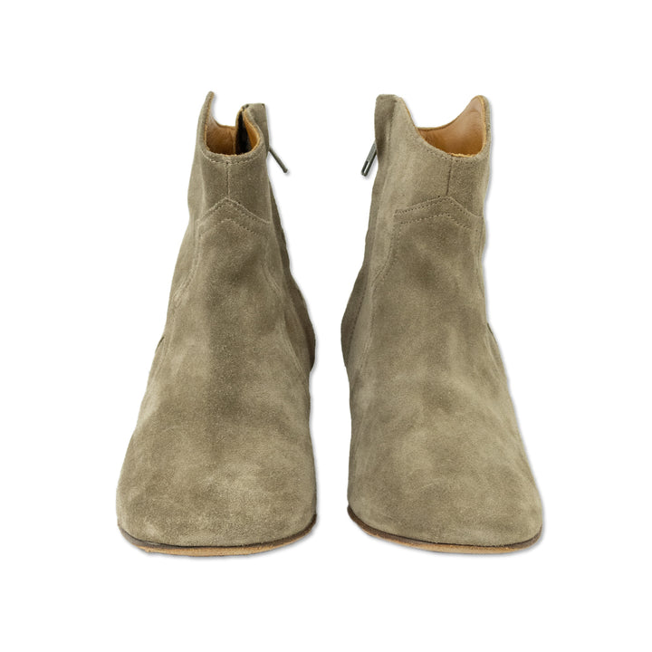 Isabel Marant Green Suede Western Ankle Boots