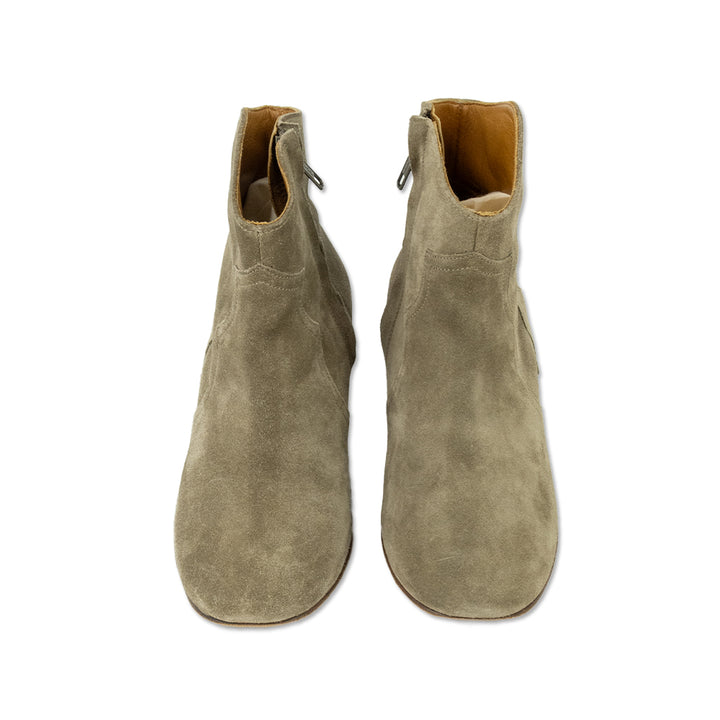 Isabel Marant Green Suede Western Ankle Boots