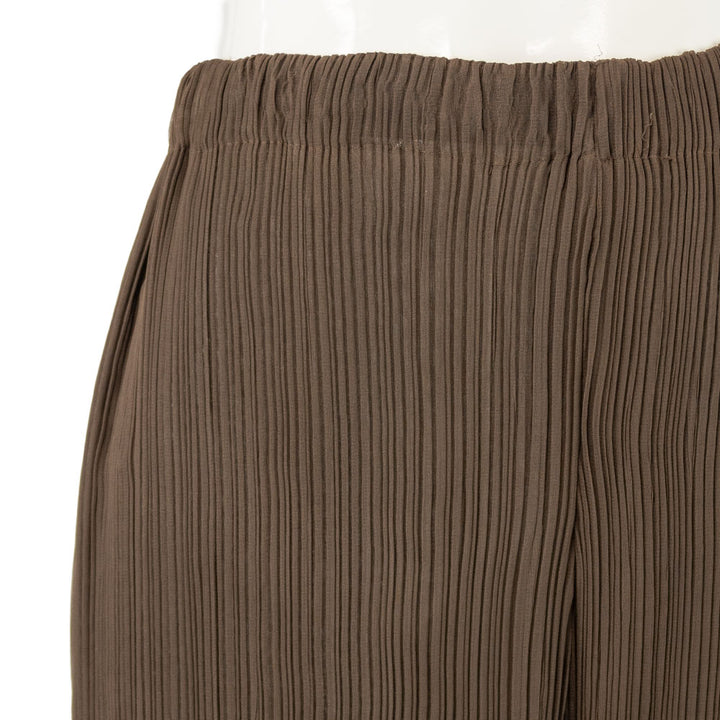 Issey Miyake Brown Pleated Mid Rise Pants