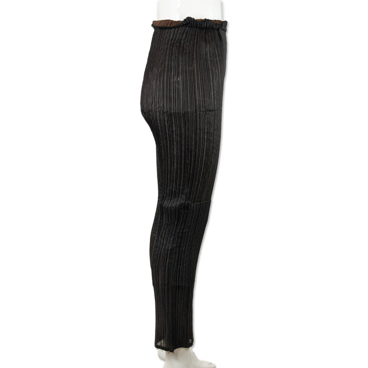 Issey Miyake Double Layered Brown and Black Pleated Mid Rise Pants